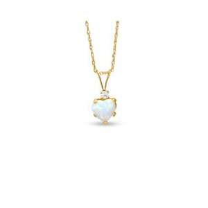  Heart Shaped Lab Created Opal Pendant in 10K Gold with CZ 
