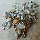 BEAUTIFUL VINTAGE MOTHER OF PEARL ROSARY GOLD PLATED FRANCE