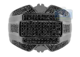 Sterling Silver 1.25 ct Black PVD Diamond Mens Ring  