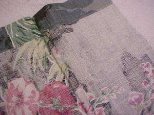 Vint. Barkcloth Panel w/ Purple Tropical Flowers  