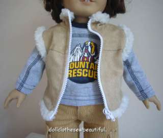 DOLL CLOTHES fits American Girl Faux Suede Sherpa Vest  