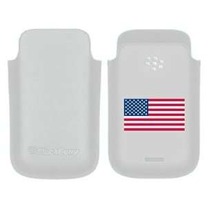  USA Flag on BlackBerry Leather Pocket Case Electronics
