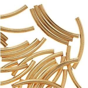 22K Gold Plated Curved Noodle Tube Beads 1.2mm x 13mm (100 