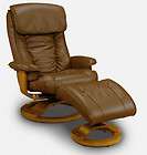 Mac Motion 819 Series Saddle Leather Euro Recliner and Ottoman Set