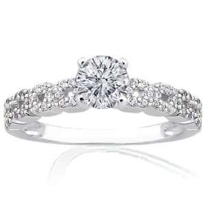  1 Ct Round Diamond Intertwined Pave Engagement Ring Pave 
