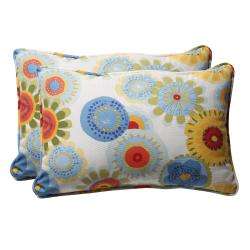 Decorative Multicolored Floral Rectangle Toss Pillow (Set of 2 