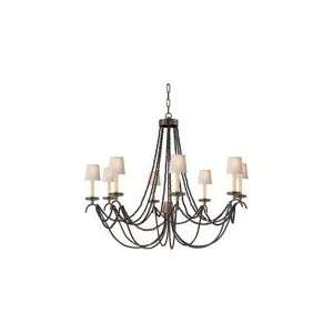 Chart House Large Marigot Chandelier in Rust and Old Brass with Tudor 