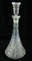 Vintage Cut Glass Crystal Tall Wine Decanter w/Stopper  