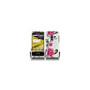  Purple Flowers White Protector Case for Samsung Conquer 4G 