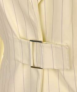 Larry Levine Womens Cream Pinstripe Pant Suit  