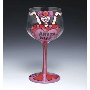 Valentine Anita Kiss Wine Glass by AliceArt  Kitchen 