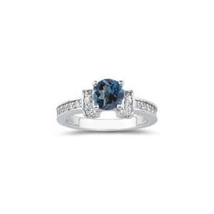  0.44 Cts Diamond & 1.14 Cts London Blue Topaz Ring in 18K 