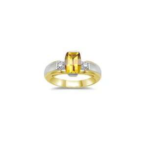  0.11 Cts Diamond & 7x5 mm Citrine Ring in 14K Two Tone 
