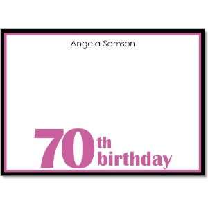 70th Birthday Pink And Black Thank You Notes