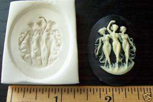 Three Dancing Fairies Cameo Polymer Clay Push Mold  