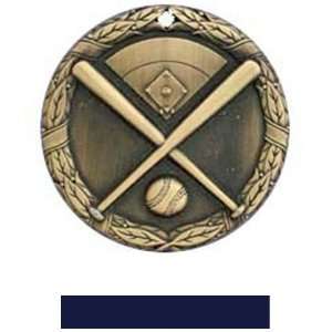  Hasty Awards Custom Baseball Medals GOLD MEDAL/NAVY RIBBON 