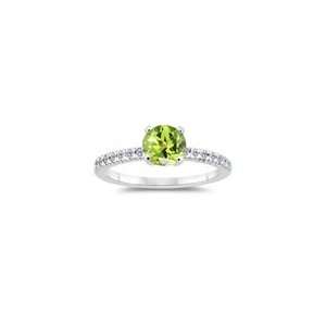  0.16 Cts Diamond & 1.22 Cts Peridot Engagement Ring in 14K 