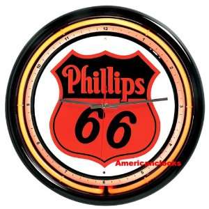 Phillips 66 16 Neon Wall Clock Sign Neon Sign  Kitchen 