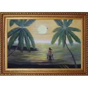  Peaceful Moment in Oceanside Oil Painting, with Exquisite 