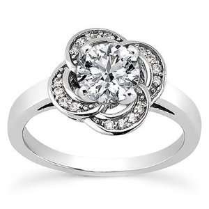  Floral Design Diamond Engagement Ring in Platinum Jewelry