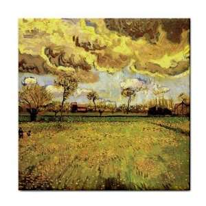  Landscape under a Stormy Sky By Vincent Van Gogh Tile 