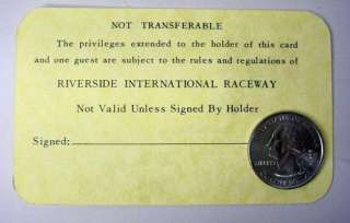 RIVERSIDE INTERNATIONAL RACEWAY GUEST PASS mint  