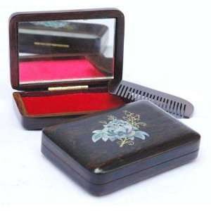 Stone and Wooden Boxes   3 x 2.5 Rose Mirror Box   LW20  