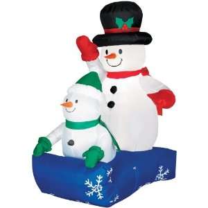   Snowmen In Sled Gemmy Airblown Inflatable   Lights UP: Home & Kitchen