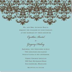  Falling Brown Damask Square Invitations: Home & Kitchen