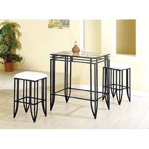   Matrix Design Black Metal Bar Table w/2 Stools Set: Furniture & Decor