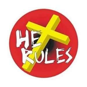  TM Bishop   He Rules Holy Cross   Sticker / Decal 