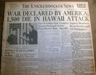 1941 WW II newspaper w HEADLINE Japan Attacks US Naval Base PEARL 