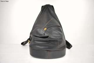 Auth LOEWE Black Leather Backpack Bag Purse Made Spain  