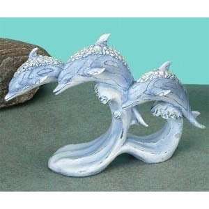   Life Triple Dolphin Swimming On Wave Figurine Statue: Home & Kitchen