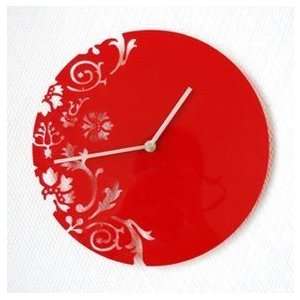  Non Ticking Classical Carved Art Wall Clock(Red): Home 