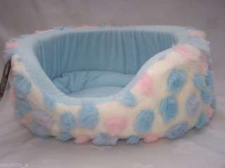 NEW LUCKY PET SUPERIOR SOFT FUR DOG BED PINK BLUE SMALL  