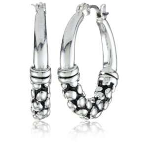  Napier Silver Tone Click it Hoop Earrings: Jewelry