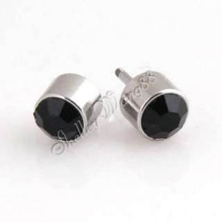Mens Earring Ear Stud Stainless Steel Black Onyx 15*5mm  