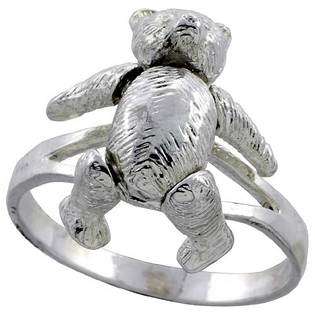   Movable Teddy Bear Ring (Available in Sizes 6 to 10)  Sabrina Silver