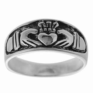   925 Stamp Mens Celtic Claddagh Ring (Sizes 10,11,12,13,14)  SilverBin