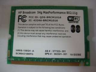 WIRELESS LAN CARD BCM94318MPG FCC ID QDS BRCM1016  