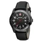 Wenger Mens Alpine Black Stainless Watch   Black Leather Strap 