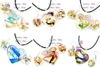   Lovely Heart Lampwork Murano Glass Necklace Pendant Earrings  