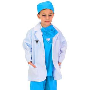 Aeromax Boys Blue Junior Doctor Costume Scrubs with Cap   Child 12 14 