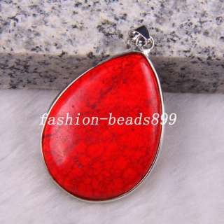 Red Turquoise Teardrop Bead Gemstone Pendant K477  