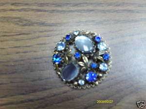 BLUE & GOLD MADE IN AUSTRIA BROOCH/PIN VERY OLD  