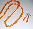 golden orange crystal 4mm bicone bead necklace earrings swarovski sun