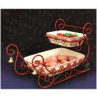 JSNY Ceramic Two Tiered Holiday Sleigh Serving Trays