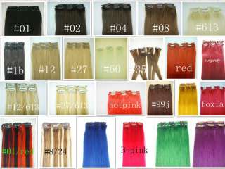 20 6PCS Clip In Human Hair Extensions 24 Color Choose  