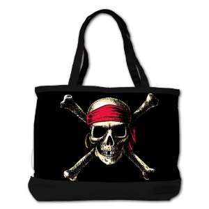   Bag Purse (2 Sided) Black Pirate Skull Crossbones: Everything Else